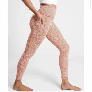 Athleta XS Salutation Stash II Textured Leggings Tight Animal Print Orange White